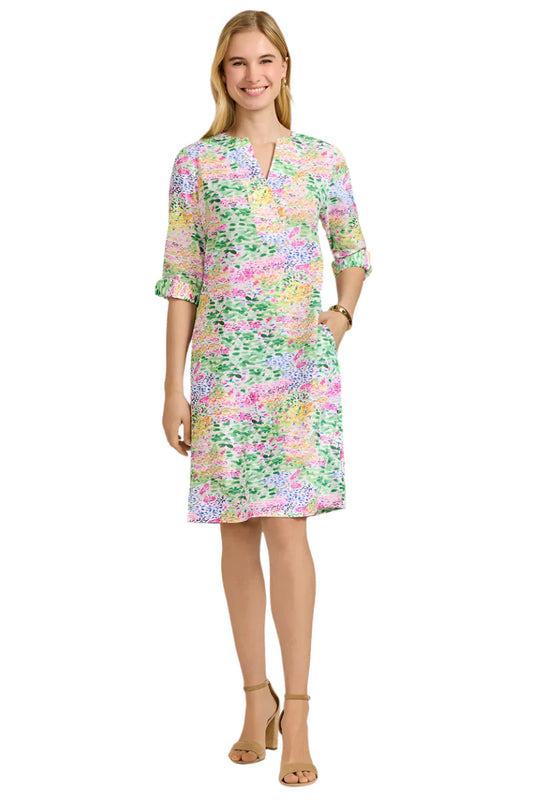 Vena Linen Impressionist Floral Dress